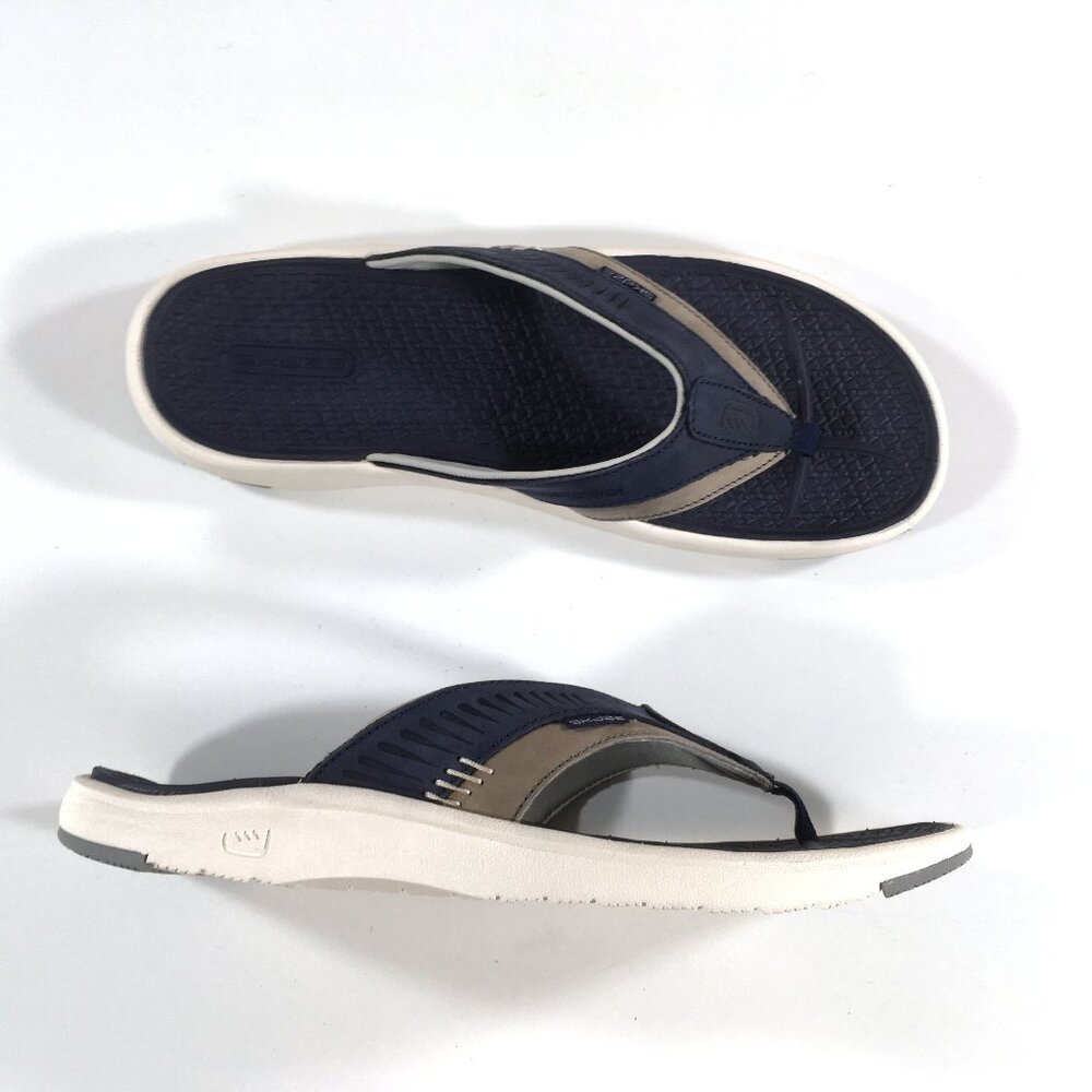 Skuze Stingray Flip Flop Sandals Mens Size 13 Navy Blue Gray White